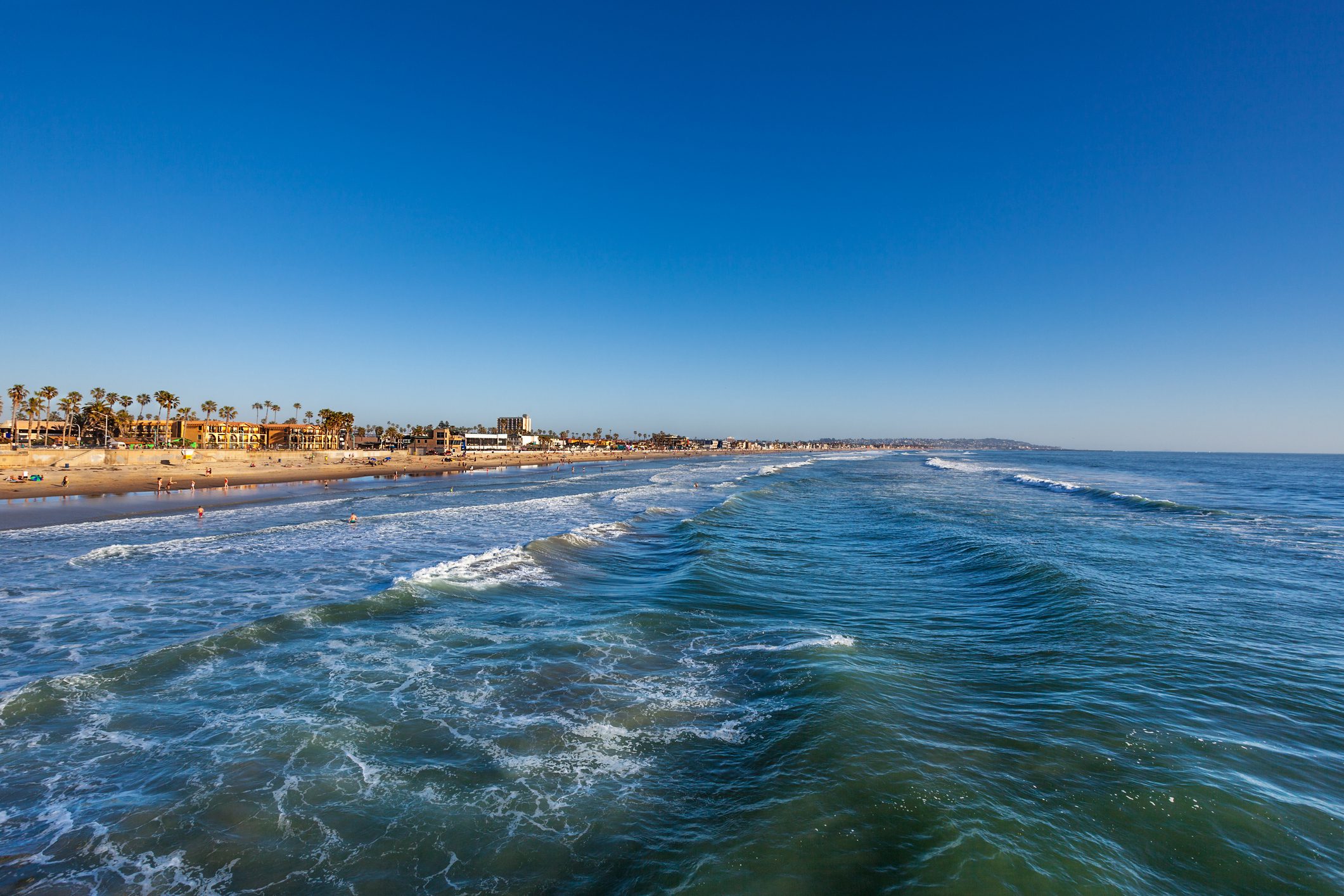 View from Crystal Pier south - Pacific Beach and Mission Beach, Calfornia